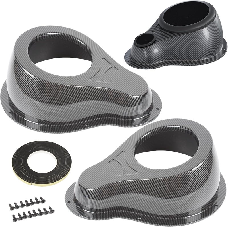 NARPES 2PCS Carbon Fiber Style Speaker&tweeter Boxes Universal for 6.5" Speakers For UTV ATV RV Boat Trunk Trailer Golf Cart Marine Speaker Enclosures Pods Spacer Rear Deck Kick Panel Box (Carbon Fiber Look) - Image 1
